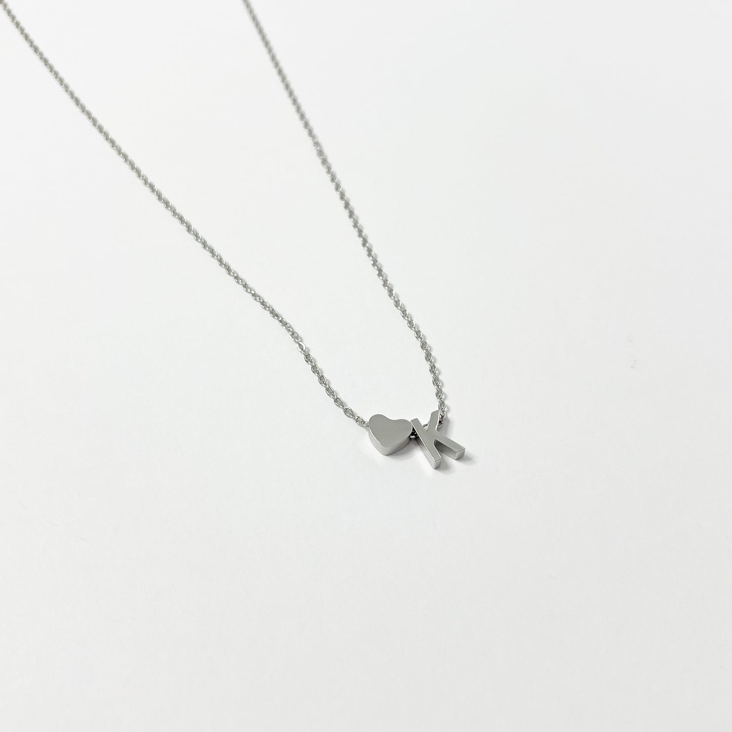SILVER HEART INITIAL NECKLACE