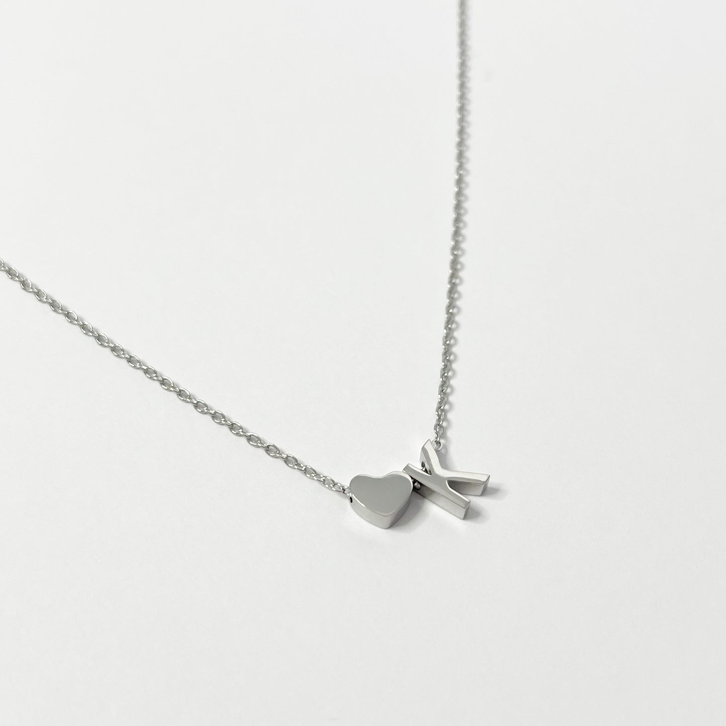 SILVER HEART INITIAL NECKLACE