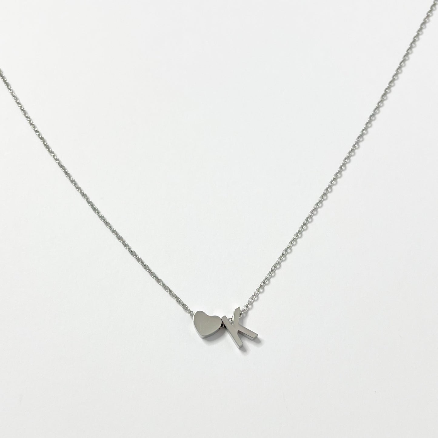 SILVER HEART INITIAL NECKLACE