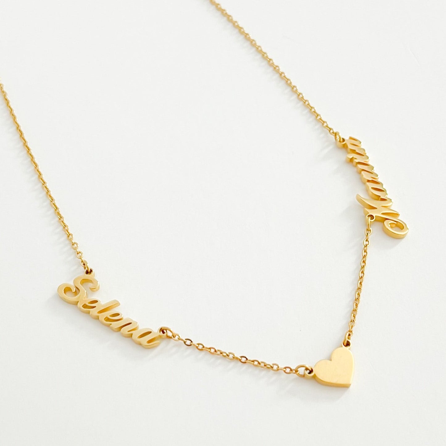 THE PERSONALISED TWO NAME HEART NECKLACE